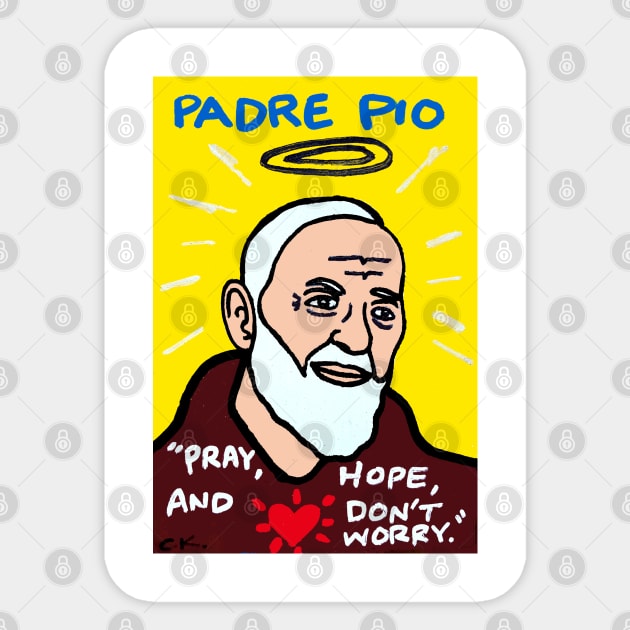 Saint Pio pop folk art Sticker by krusefolkart